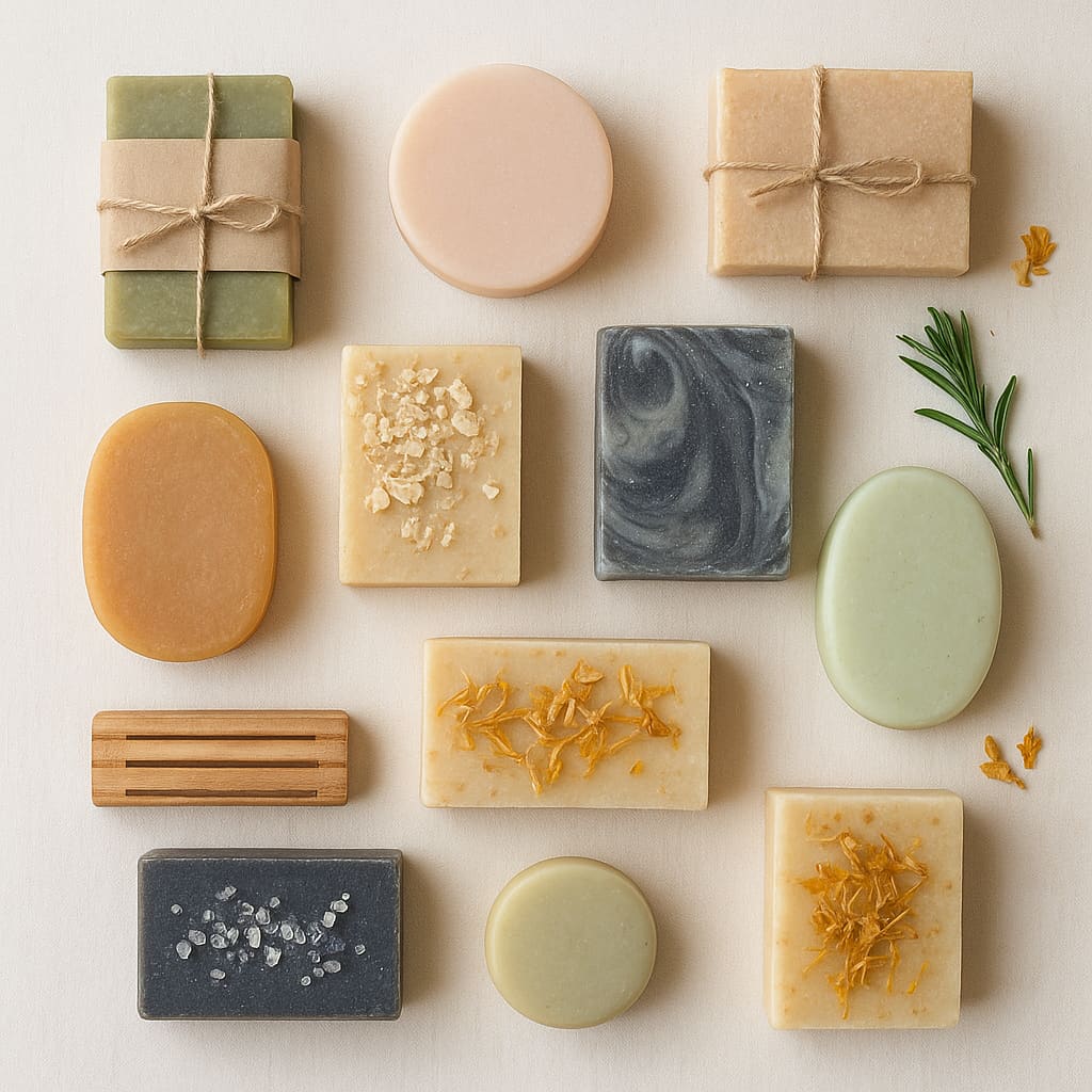 Sortiment handgemachter Naturseifen